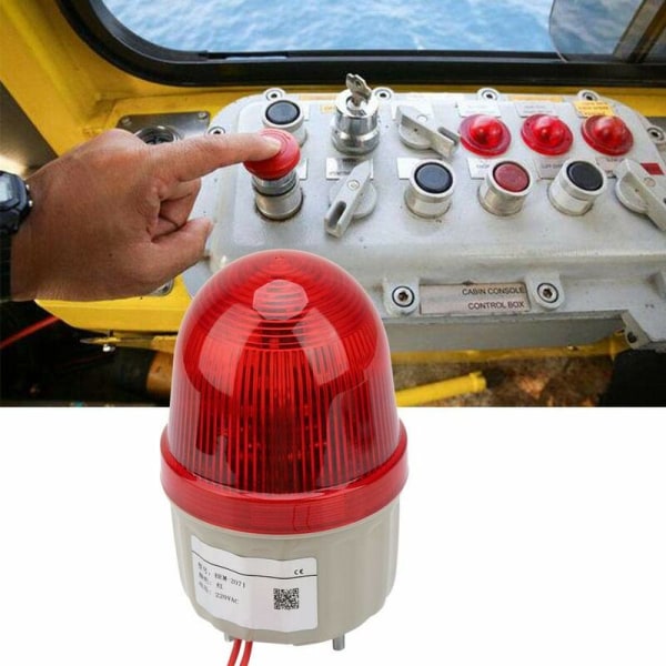LED-blixtsignalljus 220V AC/3W, LED-blinkande strålkastare Larmvarningslampa, bult fast, diameter 75 mm