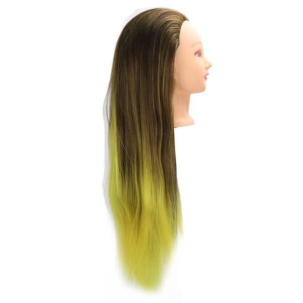 Hår Mannequin Hode Simuleringsblekk Gul Gradient Hårfletting Øvelseshode for Frisører