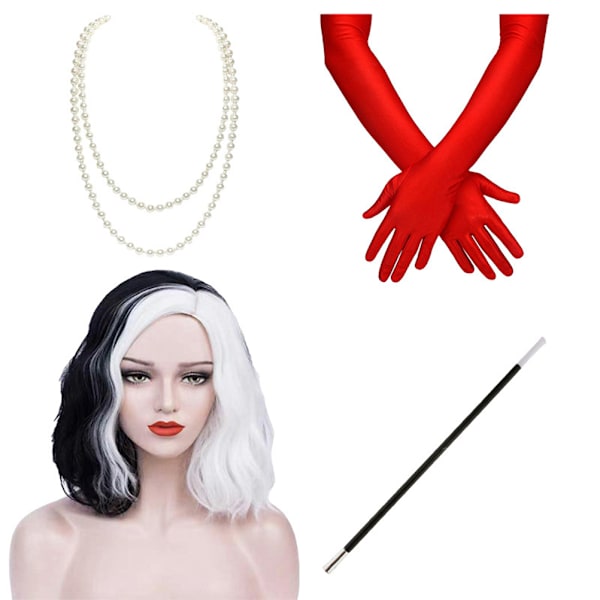 1 set film peruker karneval semesterfest cosplay dekorationer set med 4