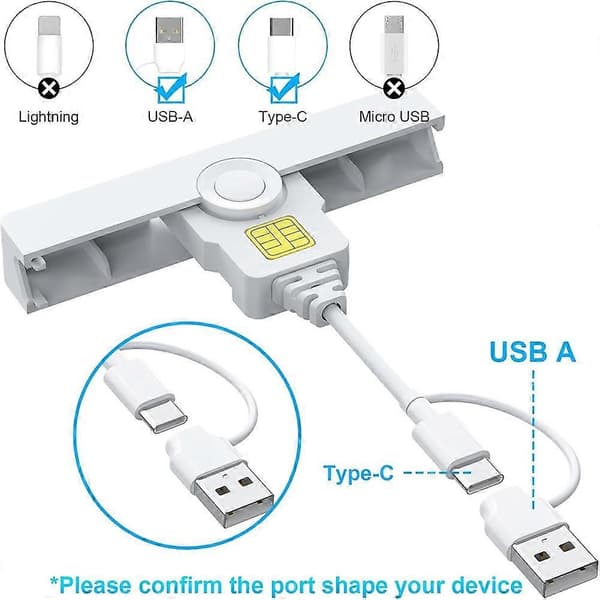 Smart Card Reader USB A Type-C USB Common Access Tax Declaration SIM/ID/Bank Card Reader Common Access Reader