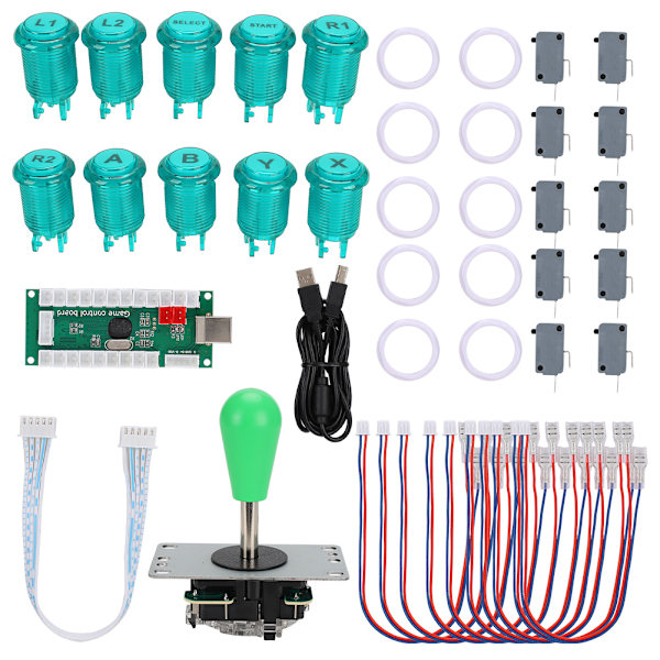 CY-822C DIY Arcade Spel US Knappar Joystick Rocker Styrenhet Kit Utan Ljus för Rapsberry Pi/PCGrön
