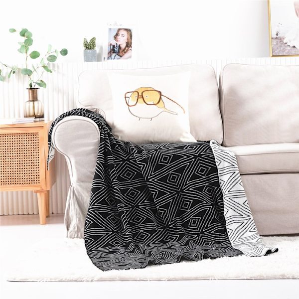 1 stk 110x150 cm strikket ruteteppe Myk Koselig Slitesterk for Sofa Sofa hvile og lur stol