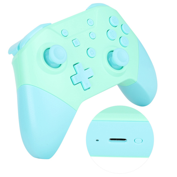 Trådløs Bluetooth Game Controller Gamepad med NFC 3D Joysticks til Nintendo Switch Pro Emerald Green