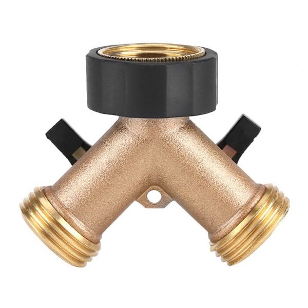 Messing Vannkran Adapter 2 Veis Y-Form 3/4 Slangekobling Hagevanning (Amerikansk Standard)