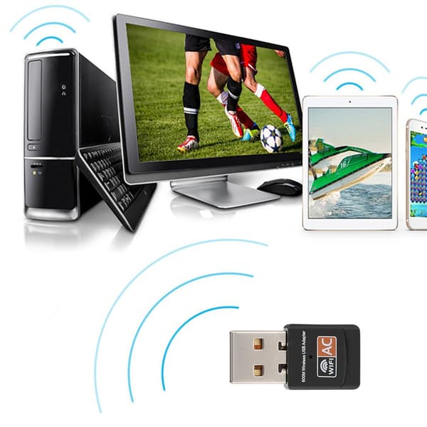 Dual Band 802.11AC 600Mbps USB WiFi -sovitin PCB-antennilla