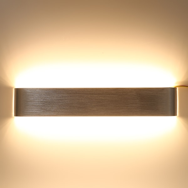 18W Moderne Minimalistisk Aluminium LED Vægslampe til Soveværelse, Gang og Badeværelse - Sølv Varmt Hvid Finish