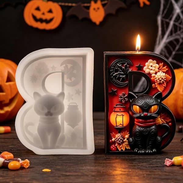 【02】Halloween-aakkoset B-kynttilämuottikoriste