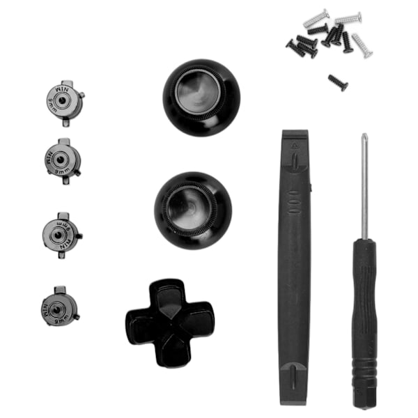 Knappesett for utskifting av aluminiumlegering Dpad-knapper for PS5-kontrollertilbehør Svart