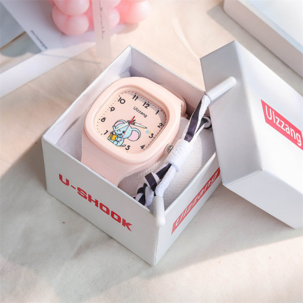 1-osainen watch(vaaleanpunainen elefantti), vedenpitävä lasten rannekello Quartz Movement, 3D-sarjakuvasuunnittelu, digitaalinen watch 3-11-vuotiaille