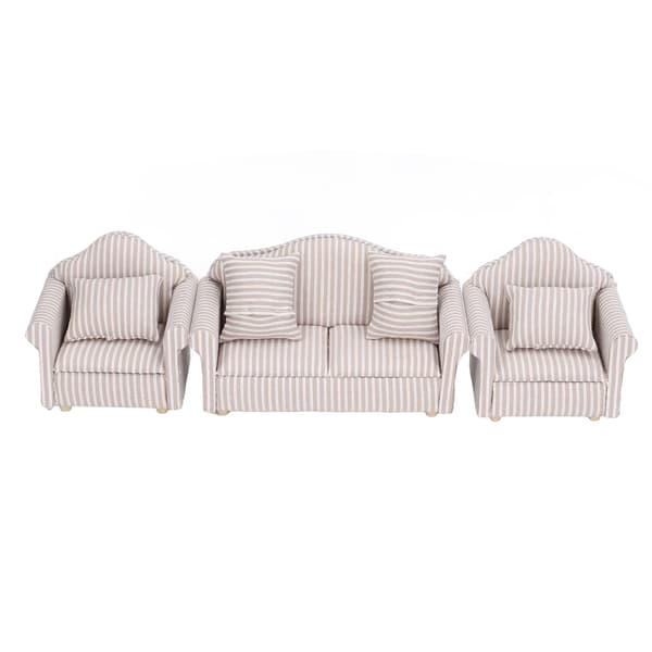 Miniature Sofasæt Simulationsdukkehussofa med puder til 3 år og opefter