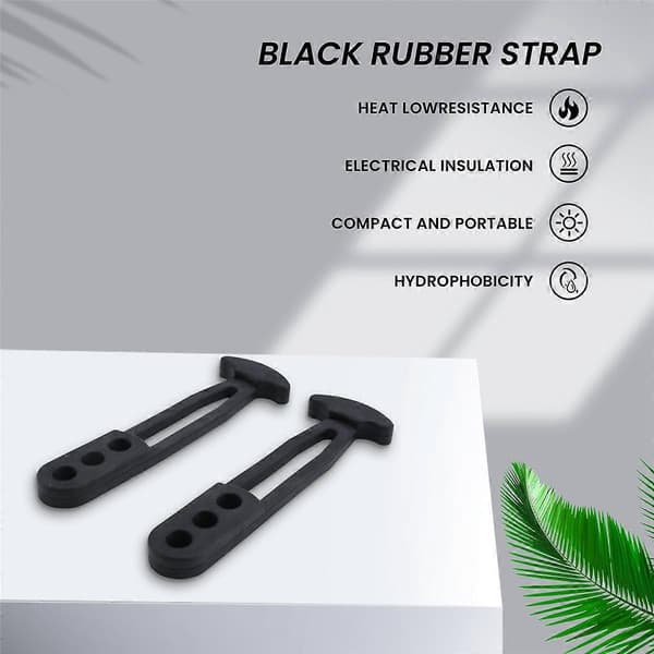 2-pack Boat Telescopic Ladder Rubber Band Boarding Fixed Latch Belt Adjustable 3-hole for Pontoon B Black