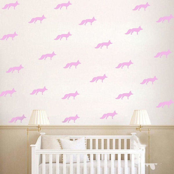 Vinyl Wall Sticker Fox-Shaped Decal for Nursery, Dorm Room, Bedroom, and Home Decor (Pink)