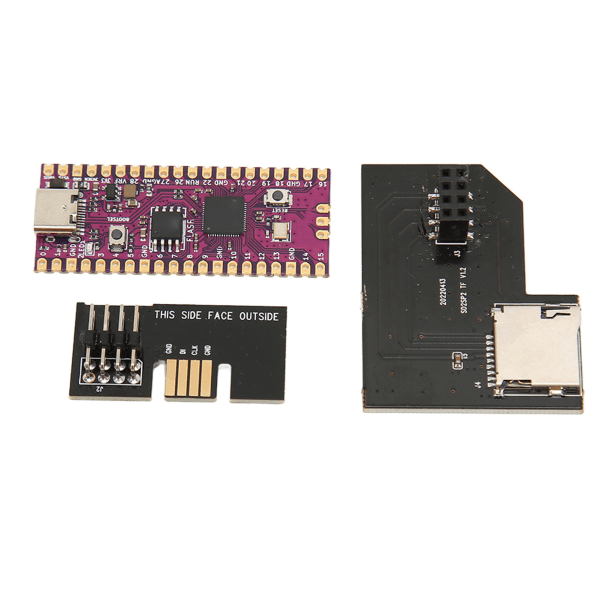 RasPi Pico -joustava mikrokontrolleri -kortti, kaksiydininen 264 kt ARM Cortex M0+ -suoritin, SD2SP2 Pro Micro -tallennuskorttisovitin
