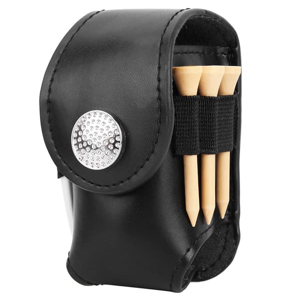 Mini PU Golfboldtaske med Tee og Divot Bærbart Tilbehør Sort