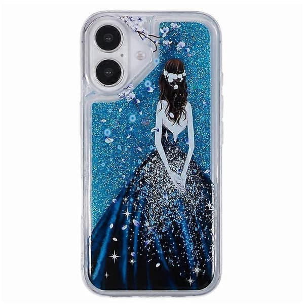 Compatible with iPhone 16 Plus Case Liquid Quicksand Pattern Soft TPU Back Cover Blue