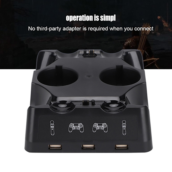 Multifunktionell Laddare för PS4/PS4 MOVe PS4 VR-kontroll Four Charging Dock