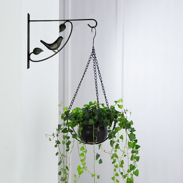 (Liten fågel) Justerbar Teleskopisk Blomkruka Krokhållare Utomhus Balkong Fågelmatare Väggkrok (30*24cm) Material: Järnkonst