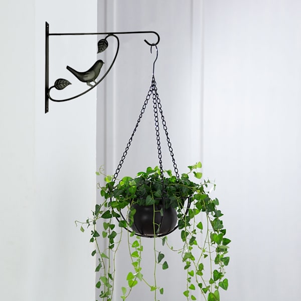 (Liten Fugl) Justerbar Teleskopisk Blomsterkurv Hengerbrakett Utendørs Balkong Fuglemater Veggkrok (30*24cm) Materiale: Jernkunst
