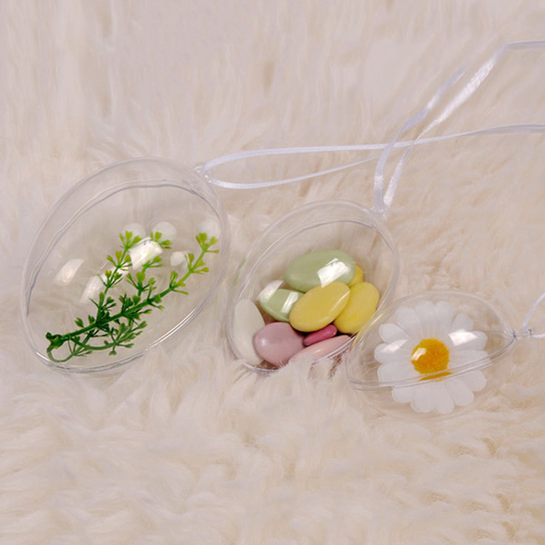 10 stk. 10 cm Høje Transparente Plastik Hule Oval Ægformede Kugler til Evighedsblomster og Påskepynt