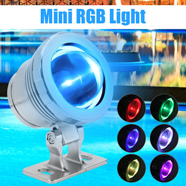 10W RGB Vedenkestävä LED-allasvalo kaukosäätimellä - Hopeapuutarhavalo ulkokäyttöön