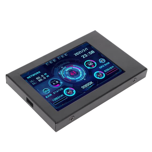 3,5 tommers IPS USB PC CPU GPU RAM temperaturmonitor med dimbar skjerm, automatisk av-temaredigerer