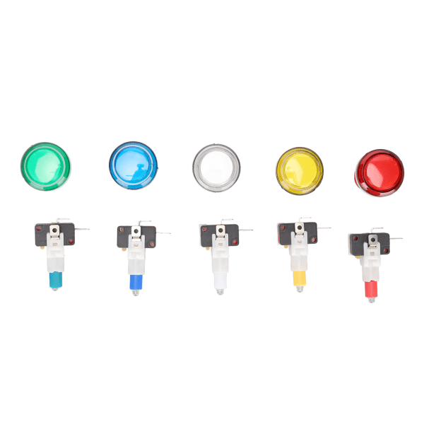 32 mm Arcade Game Push Button 5 farver LED-lys Selvnulstilling DIY Arcade Machine Button Switch til Gamepads- W