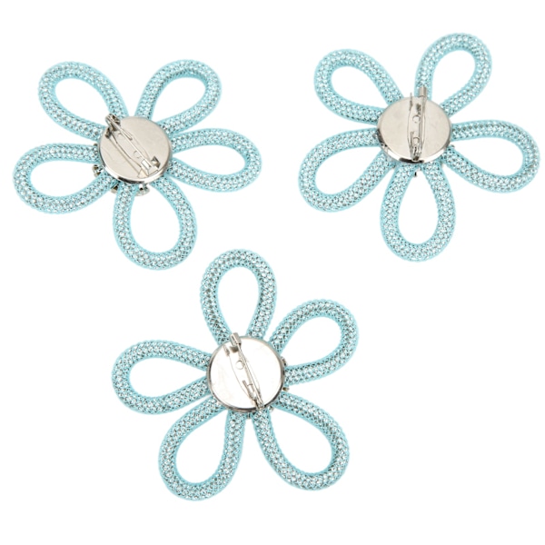3 st Brocher för Skor Söta Färger 6cm Rhinestone Bred Blomma Form Kläder Broch för Skor Väska Bröllopsklänning Blå Mesh Vit Rhinestone