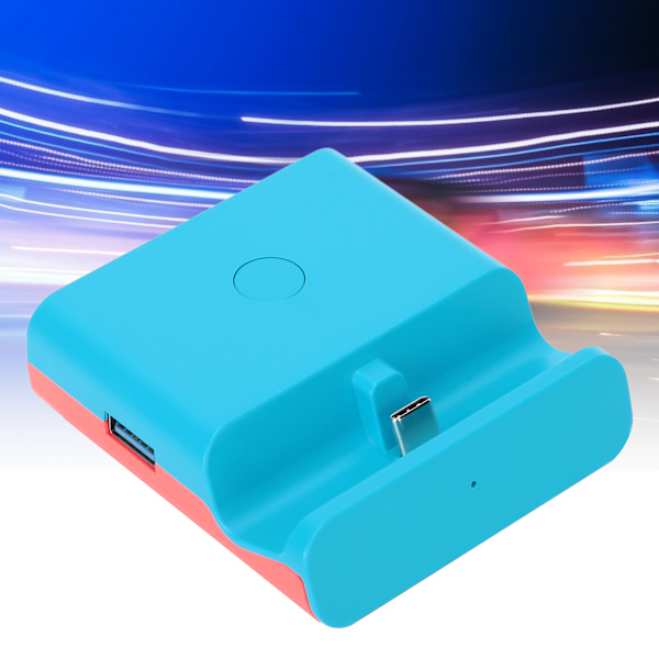 HDMI Videokonverteradapter for Switch/Lite Spillkonsoll Bærbar Mini Lading Dock Stativ Blå Rød