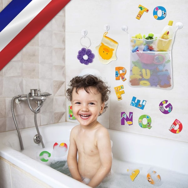 Badelegetøjsarrangør - Babylegetøjsnet + 4 gratis stærke klæbrige kroge