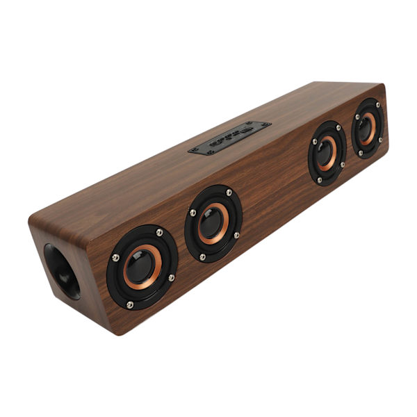 Trä Bluetooth-högtalare väckarklocka med 4 högtalare 4 spelmod hög effekt digital klocka för sovrum sängbord träkorn