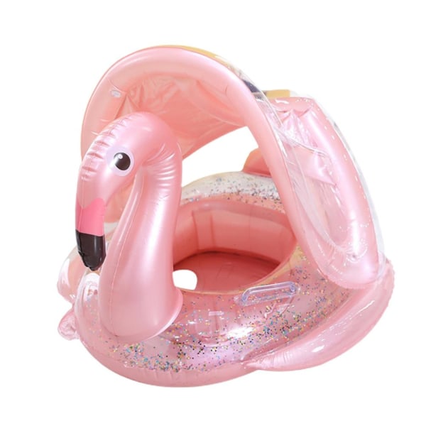 Baby oppustelig svømmering have udendørs solsejl med baldakin sæde oppustelig bund pailletter flamingo