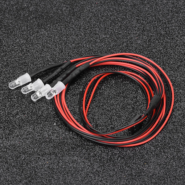 4 stk 5mm Frontlykter RC Tilbehør LED Lys for 1/10 Modellbil Lastebil (13# Hvitt Lys Rødt Lys)