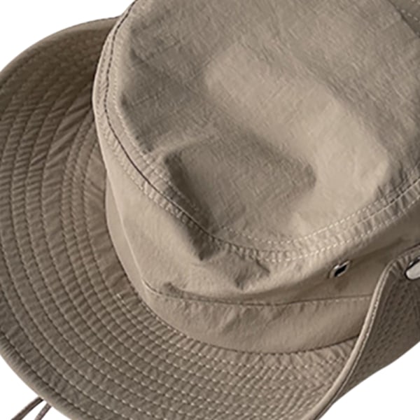 Cowboyhatt Pustende snøring Solskjerm Solbeskyttelse Western Cowboyhatt for utendørs fjellklatringfiske Khaki M(56-58cm)