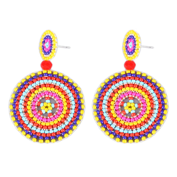 1 par frø perle øreringe retro etnisk stil let håndværk cirkel farveægte perler dråbe øreringe til piger Kvinder Gul Farverig