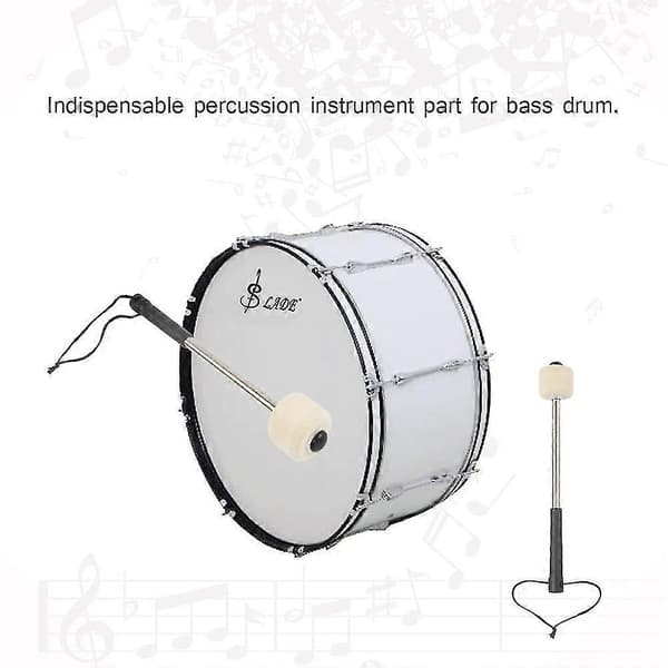 【bt02】Durable Bass Drum Mallet Drumstick with Wool Felt Head Percussion Marching Band Accessory