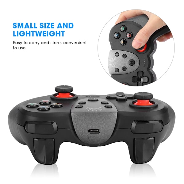 T17 ABS Trådløs Bluetooth Spillhåndtak Joystick Vibrasjon Gyroskop Spillkontroller for Switch Svart