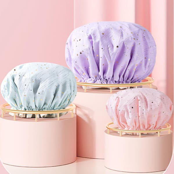 Dusjhette Vanntett Dobbeltlag for Kvinner Langt Hår Beskyttelse Purple