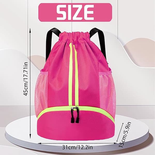 Backpack - School Bag Sport Unisex Practical & Stylish With Drawstring Adjustable With Ball Pocket Bottom Waterproof_yu