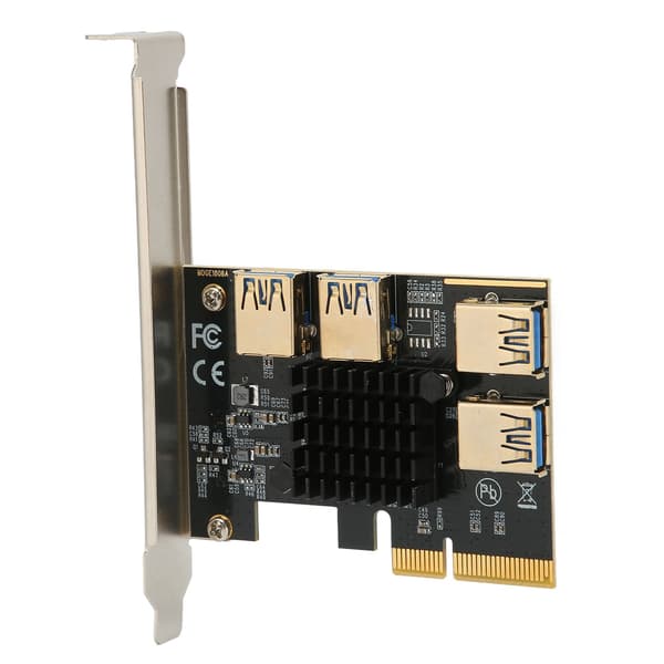 PCIe Riser-kort 1 til 4 PCI Express 16X Slot Adapter USB 3.0 Multiplikator til Mining