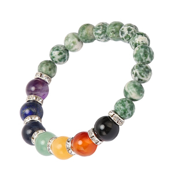 Chakra Armband Elastiskt Snöre Stressavlastning Avslappnande Tätt Ansluten Pärlarmband för Meditation Fest Healing Grön
