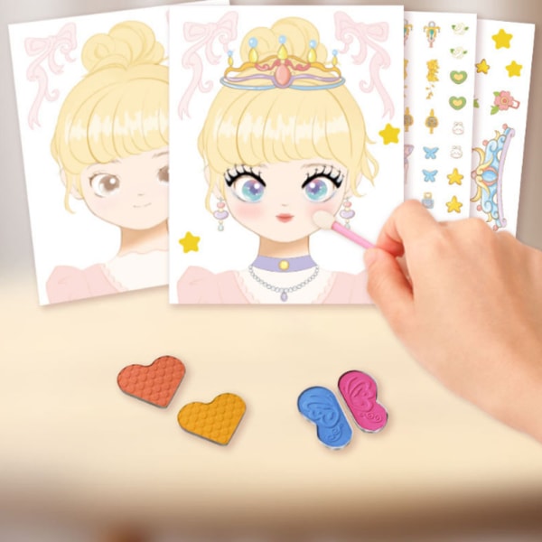 Bazaar Princess Kosmetiktaske Diamond Sticker Princess DIY Stickers Gavesæt til børn, Prinsesse-tema Lav et ansigtskunst Håndværk Fødselsdagsfestdekorationer,