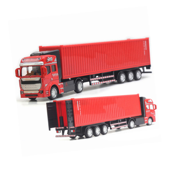 Rød Pull Back Container Lastbil Legetøj Høj Simulation Plast Legering Model til Drenge Piger Børn Gave