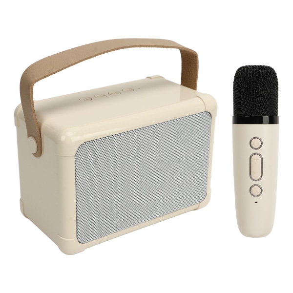 Karaokemaskin Mini BT-högtalare Trådlös mikrofon LED-ljus 6 ljudeffekter Batteri med stor kapacitet Karaokespelare Beige