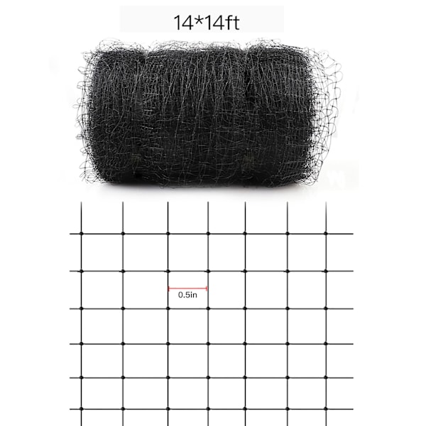 Hagenett og gjerde mot fugler og hjort Fuglenett Netting 4,2 meter lang og 4,2 meter bred (hull 1,2 cm tykk 12g/m2. Inkluderer 50 stk kabelbindere)