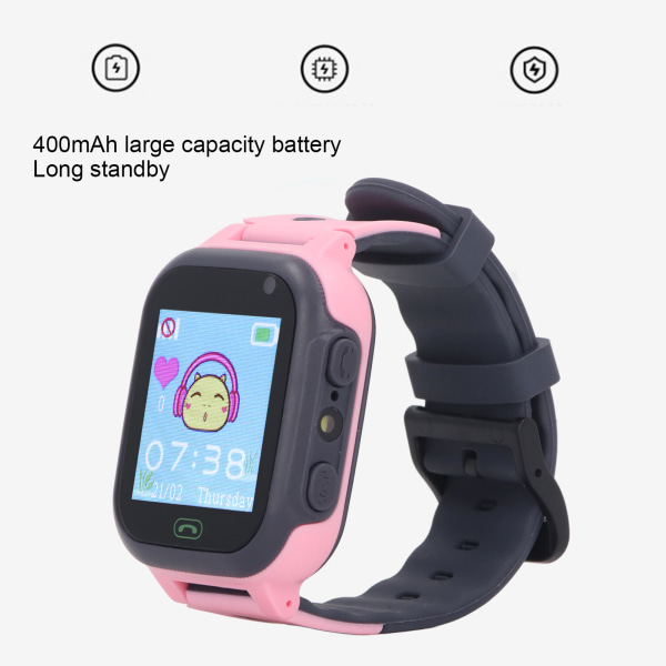 Kids Smart Watch Videosamtale Kamera Alarm Lommelykt Touchscreen Smartwatch for utendørs bruk Rosa