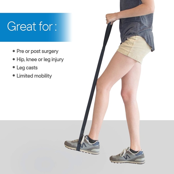 2-pak 35 tommer lang benløfter - Holdbar og stiv håndstrop og fodløkke - Ideelt mobilitetsværktøj til kørestols-, hofte- og knæoperationer