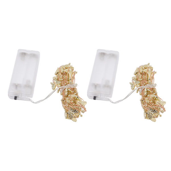 2 Set Hållbara Gyllene Fjärilsstränglampor med 20 LED-Pärlor - Säkra Batteridrivna Koppar-Sagostänglampor för Thanksgiving & Semesterfirande