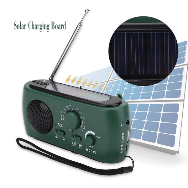 Solar Hand Crank AM/FM-radio LED taskulampun hätäpuhelimen laturilla