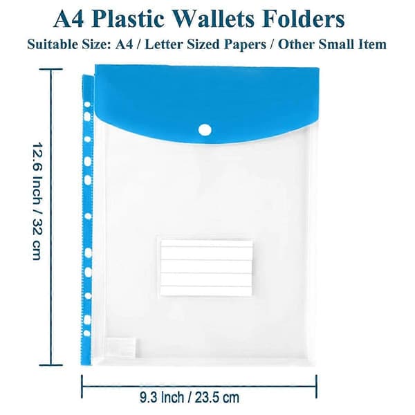 12-pack Plastic Envelopes, Binder Pockets for 3/4/11-Ring Binders, Expandable Document Organizer with S