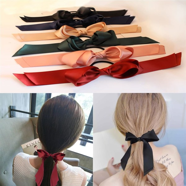 6 delar rosett hår slips hår rep slips dubbellager band rosett hästsvanshållare för flicka